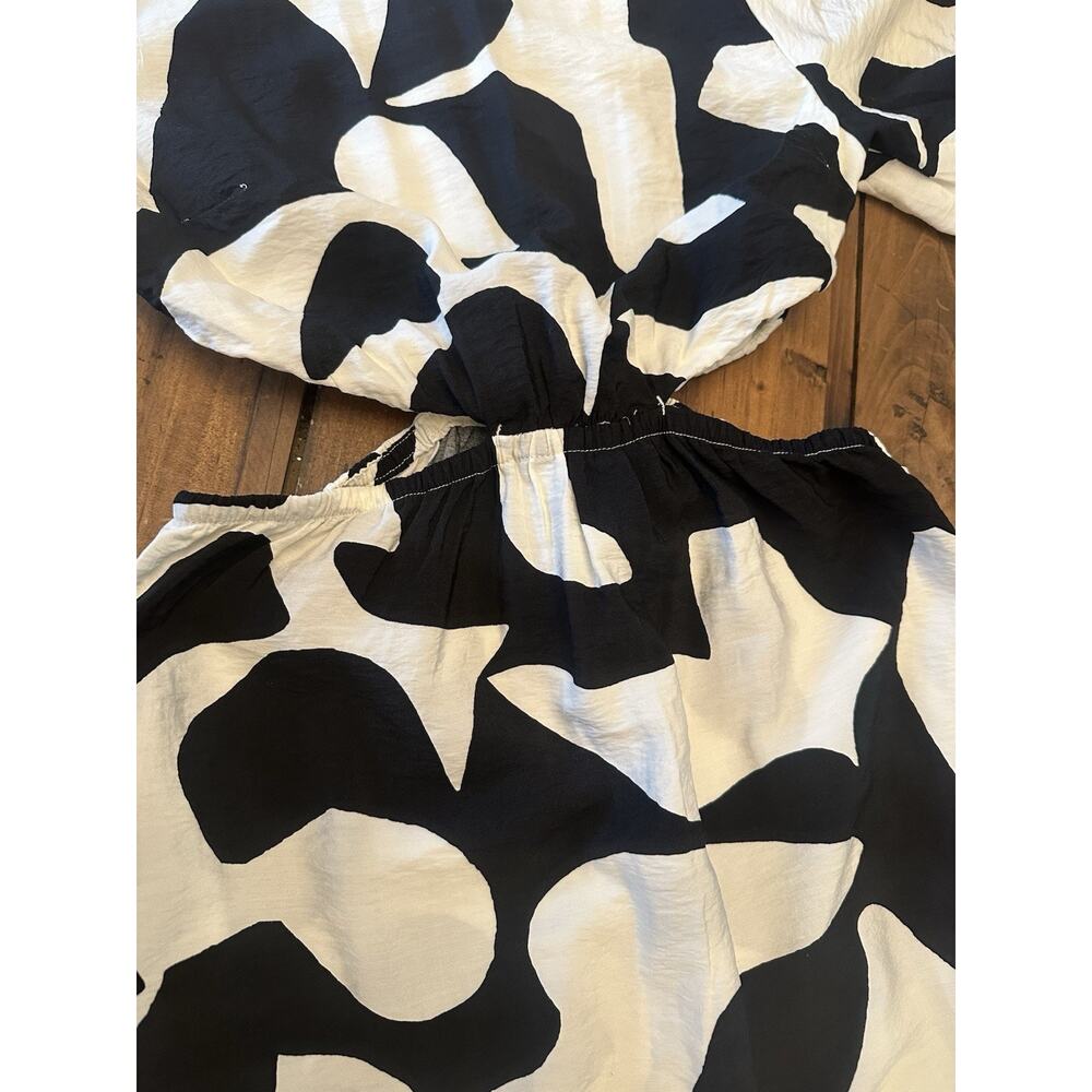 Abercrombie & Fitch Size XS Dress Maxi Abstract Cutouts Puff Sleeve Pockets - Picture 7 of 13